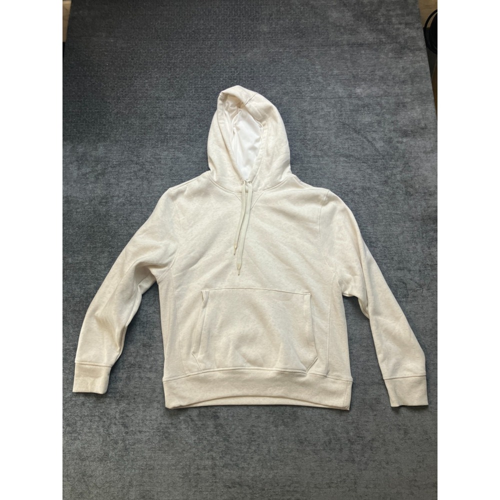 All In Motion Hoodie Mens Medium Beige Heather Fleece Lined Cotton Pullover Logo